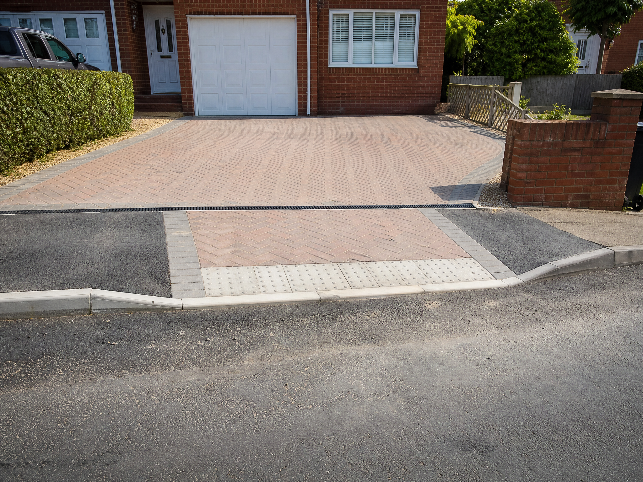 Completed dropped kerbs showing professional quality workmanship in a British home