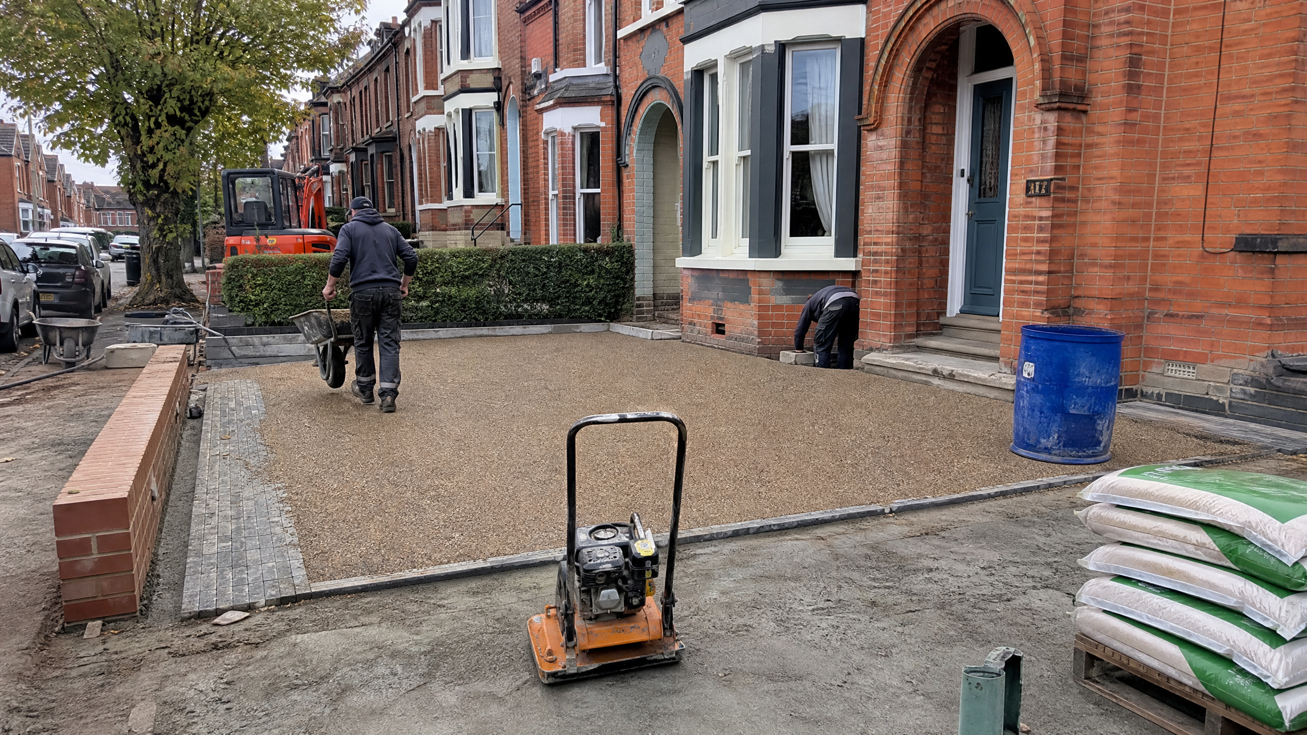 Permeable Driveways in progress at a British residential property — professional service in Kettering