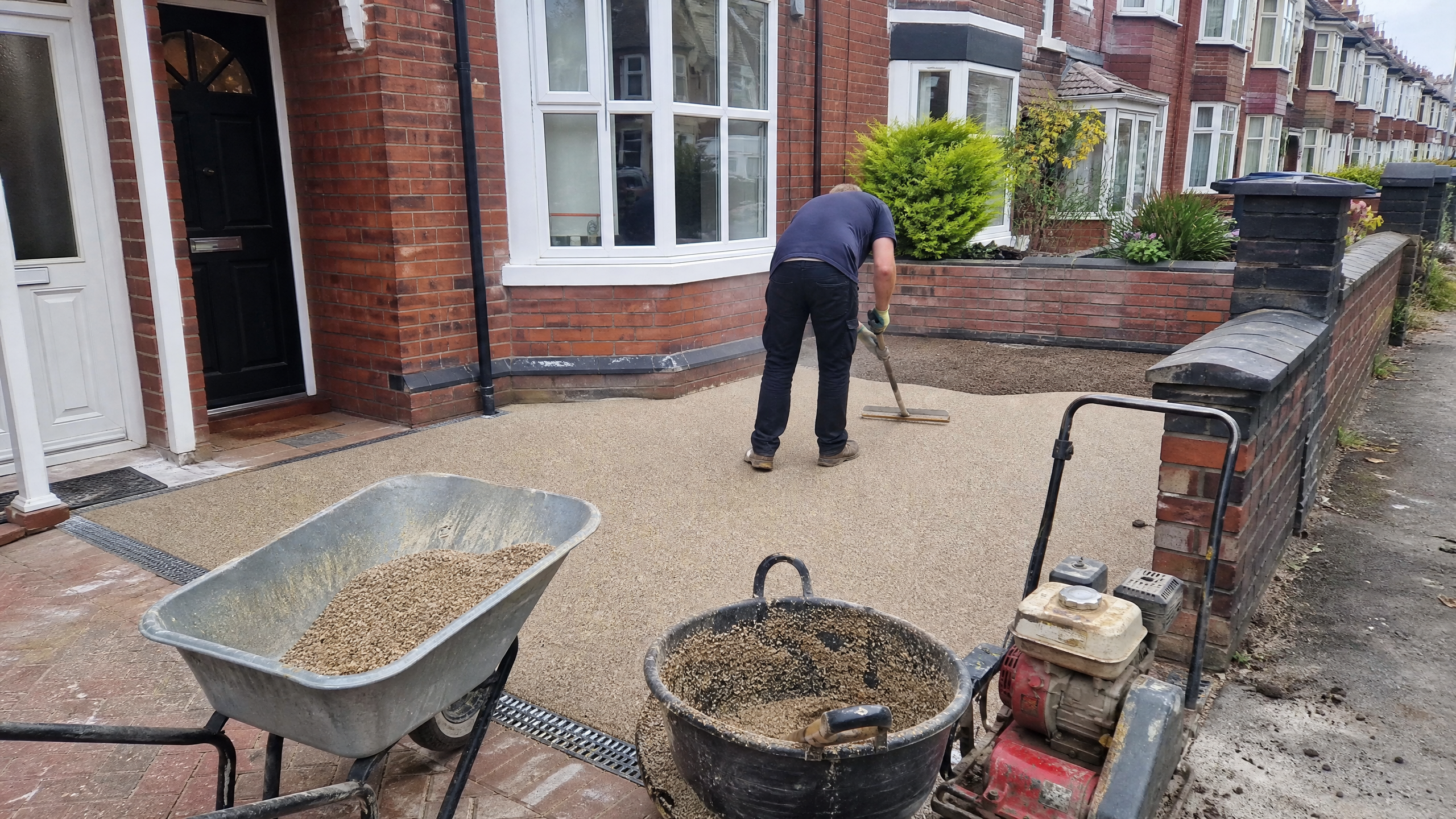 Resin Paths in progress at a British residential property — professional service in Kettering