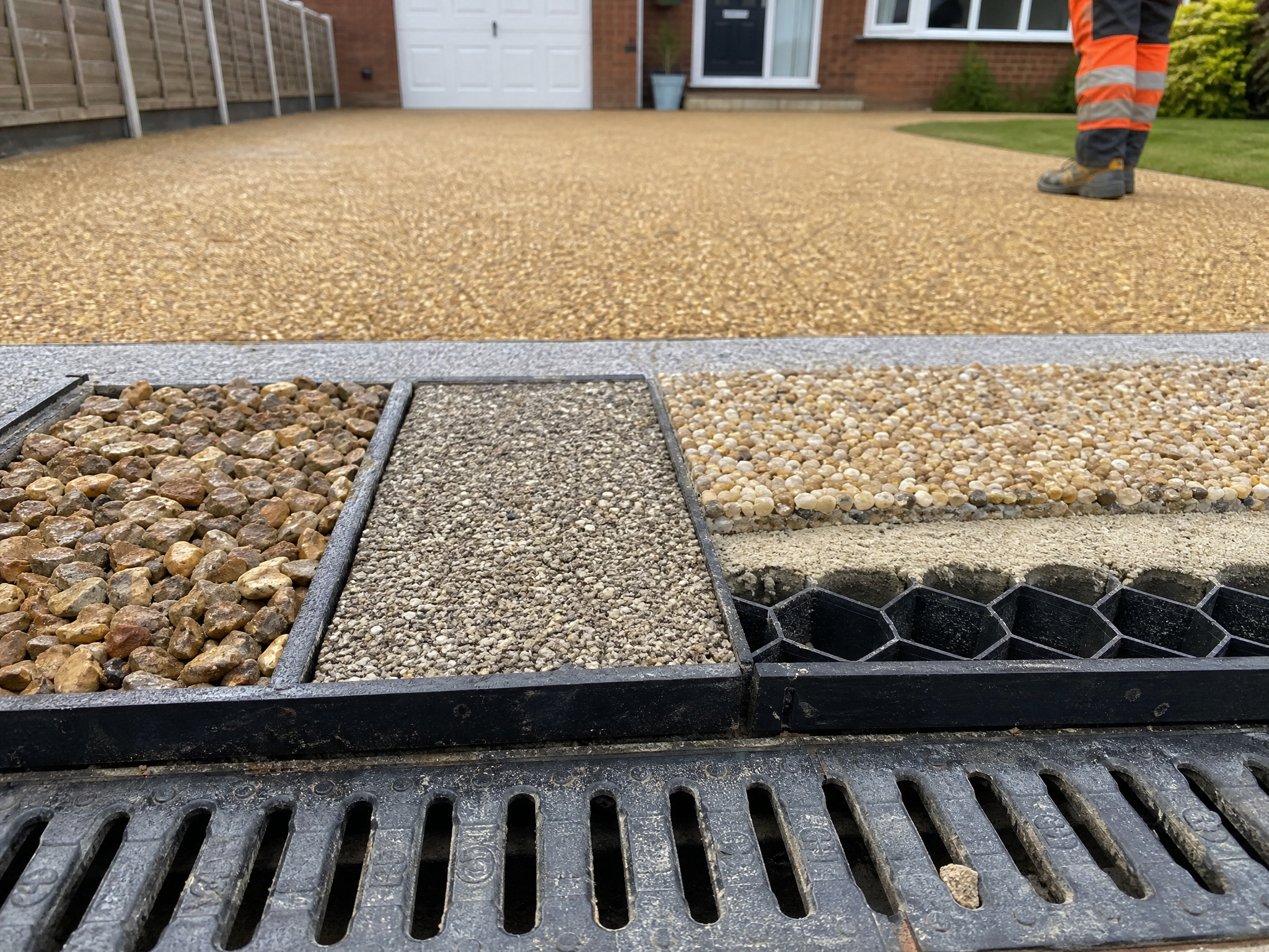 Close-up detail relevant to resin bound driveways — showing materials and installation technique