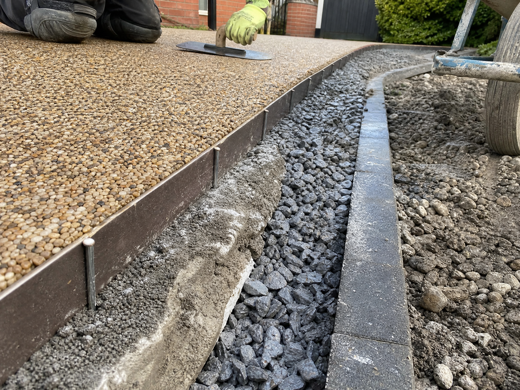 Close-up detail relevant to permeable driveways — showing materials and installation technique