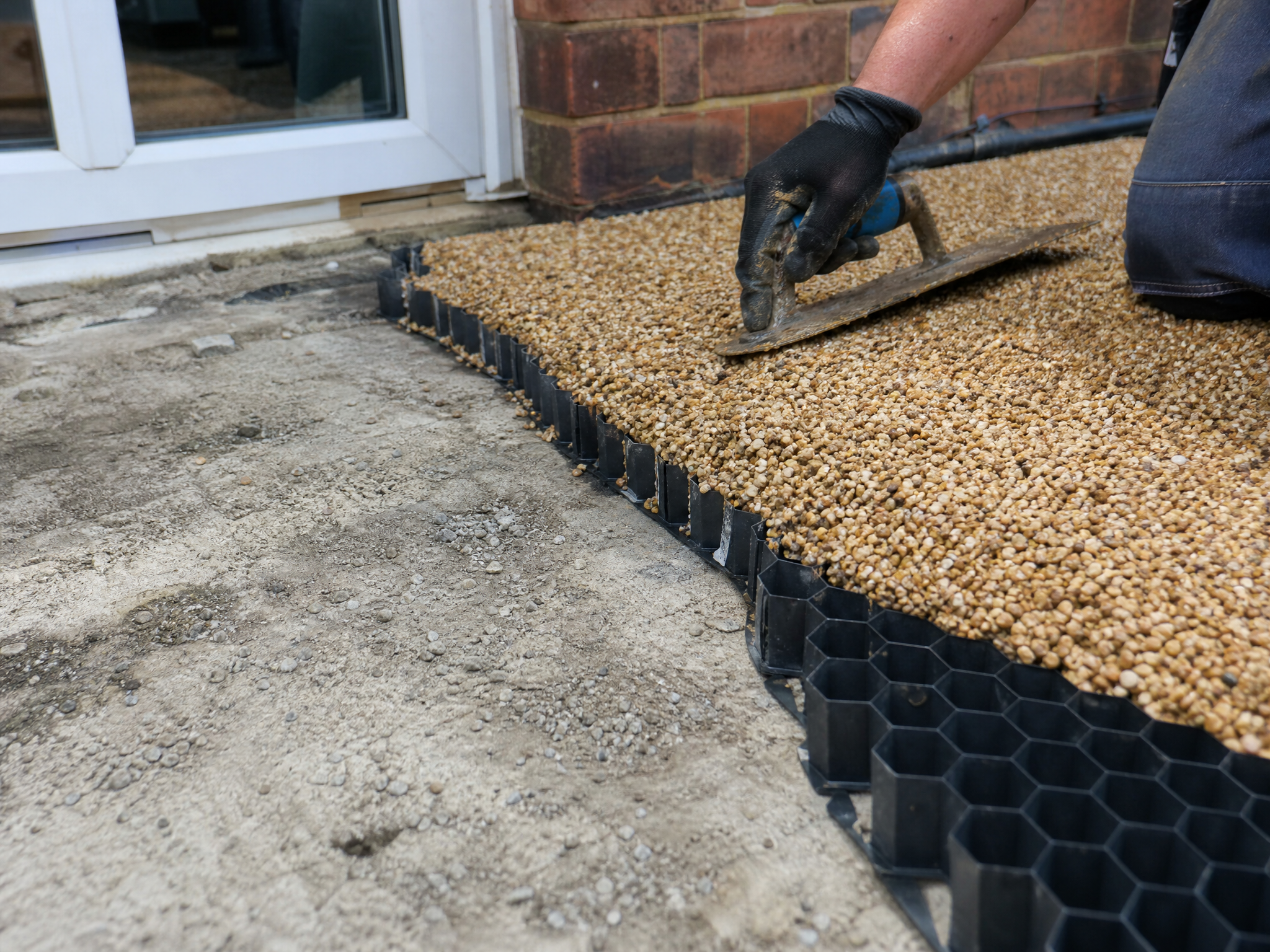 Close-up detail relevant to resin patios — showing materials and installation technique